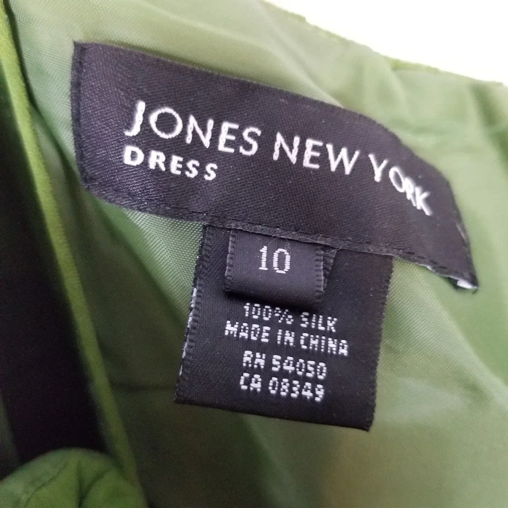 Jones New‎ York Silk Embellished Strap Dress Sz 10 Green Fairy Y2K Prom Midi - Picture 9 of 9